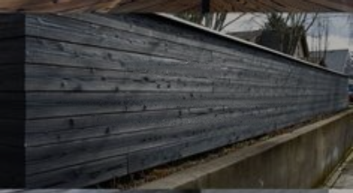 Charred timber fencing